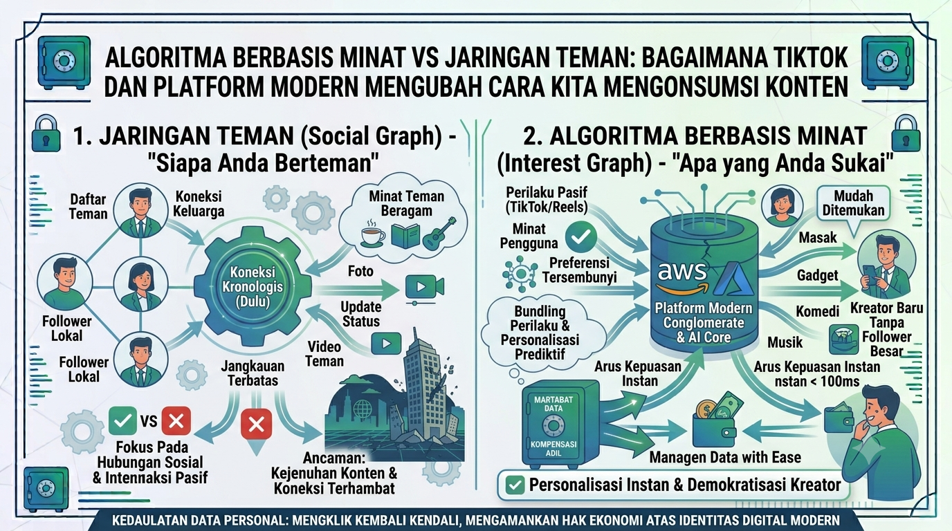 Algoritma Berbasis Minat vs Jaringan Teman: Bagaimana TikTok dan platform modern mengubah cara kita mengonsumsi konten